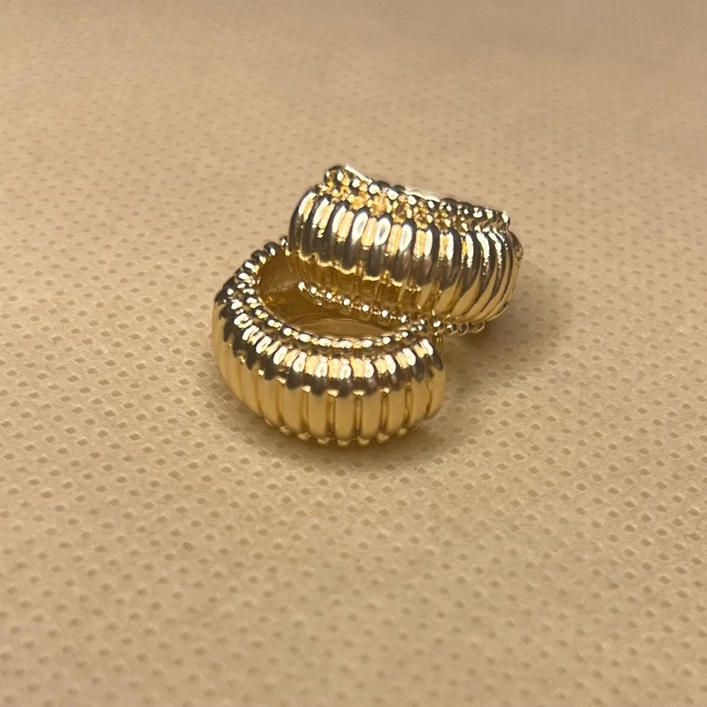 Chubby Ribber Gold Tone Hoops - Picture 4 of 4
